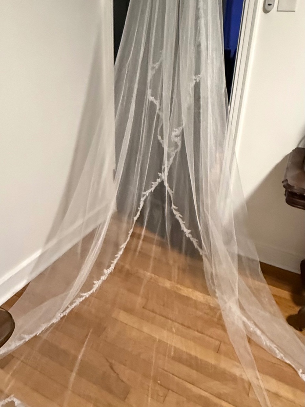 White Bridal Veil with Delicate Edge Trim